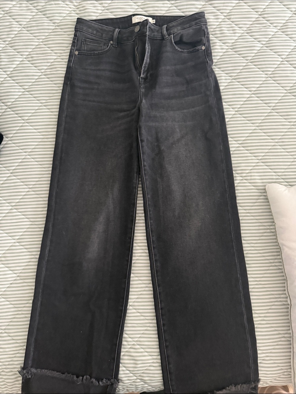 Women’s Black Bootcut Jeans with Frayed Hem by HIDDEN